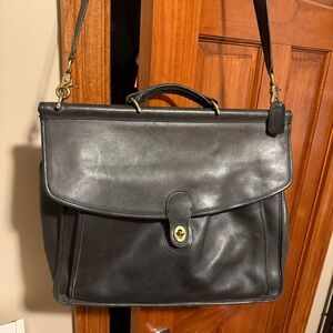 Coach Black Leather Messenger Bag Briefcase